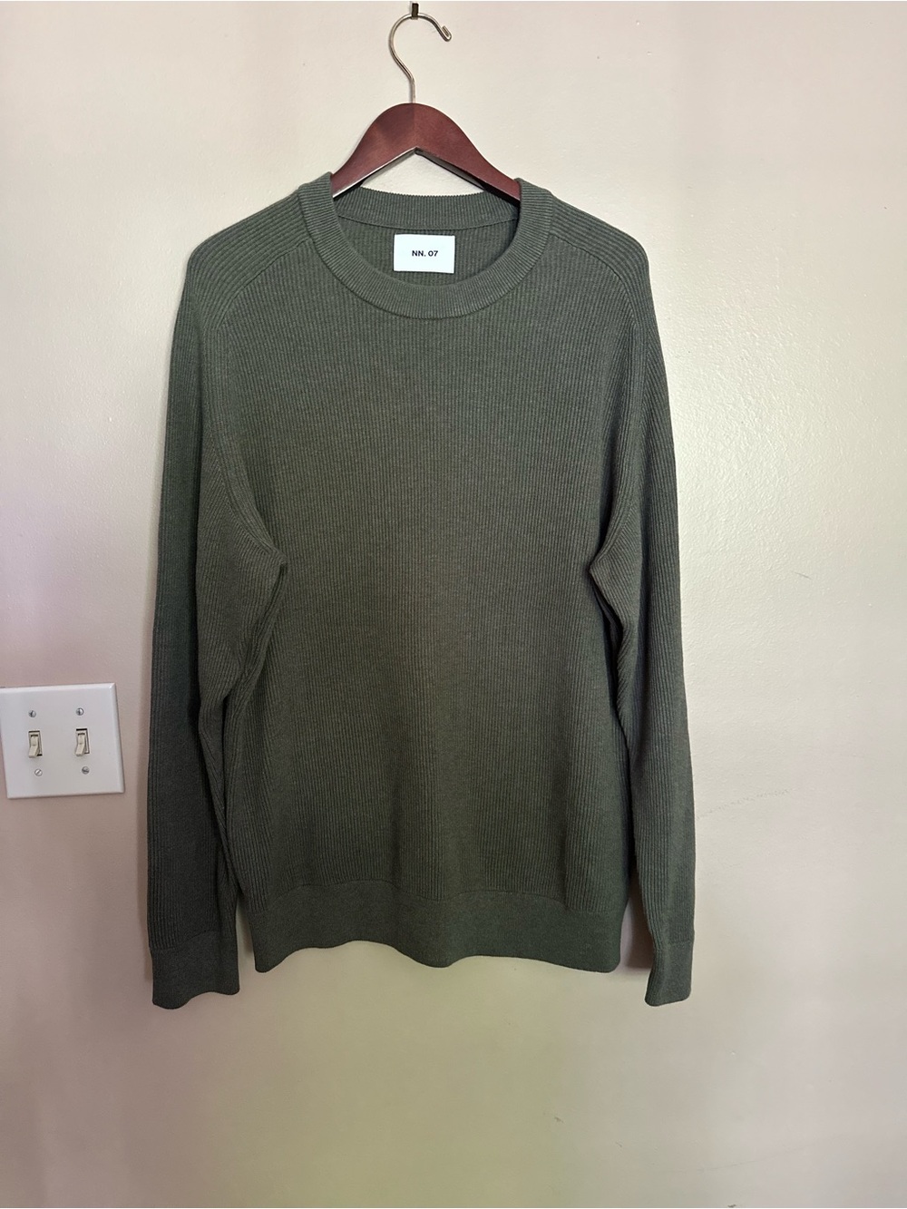 NN.07 Olive Crewneck Ribbed Sweater